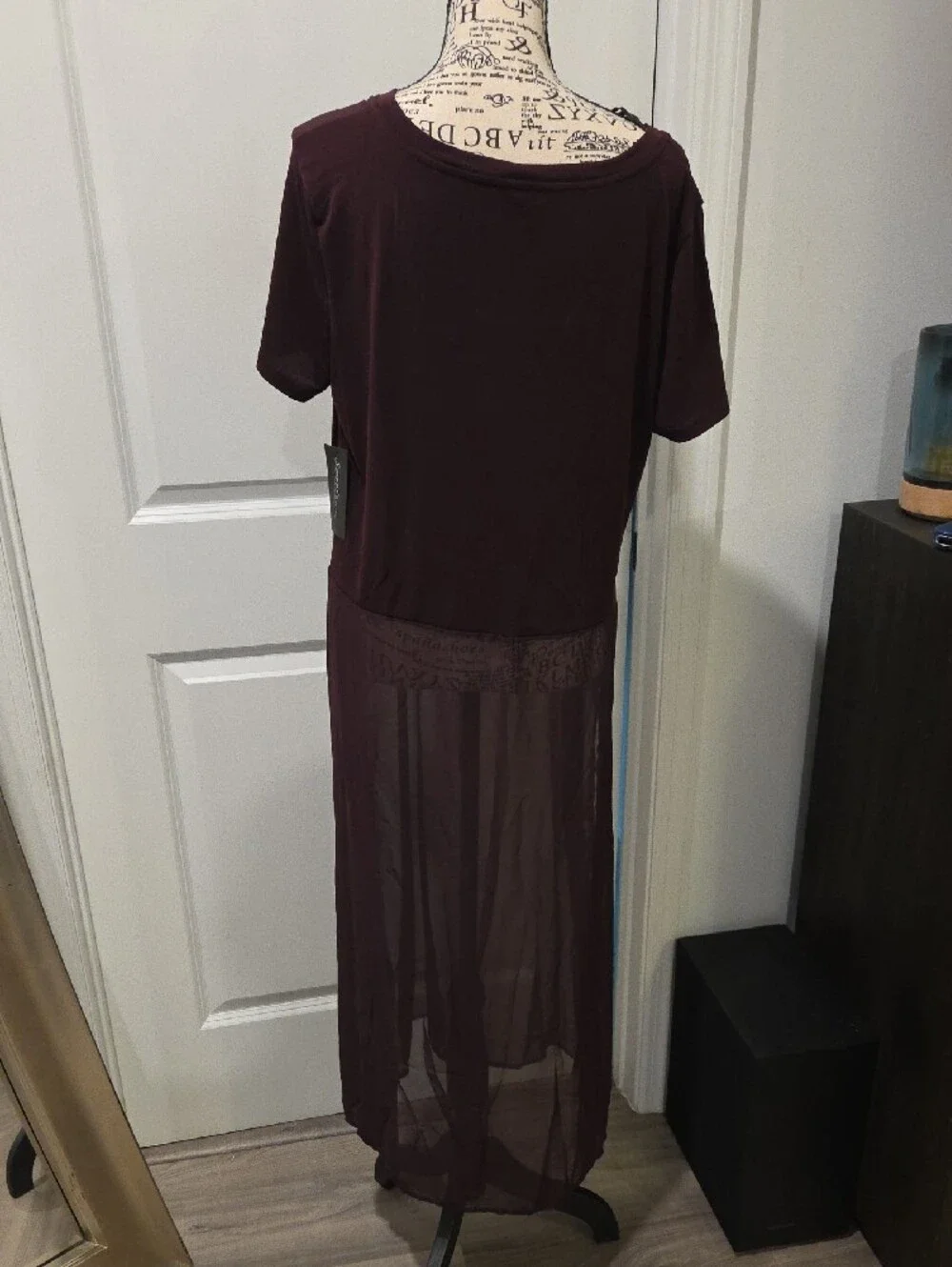 Sweet Rain Sheer Panel Maxi Tunic - Plum Size L, New With Tags!